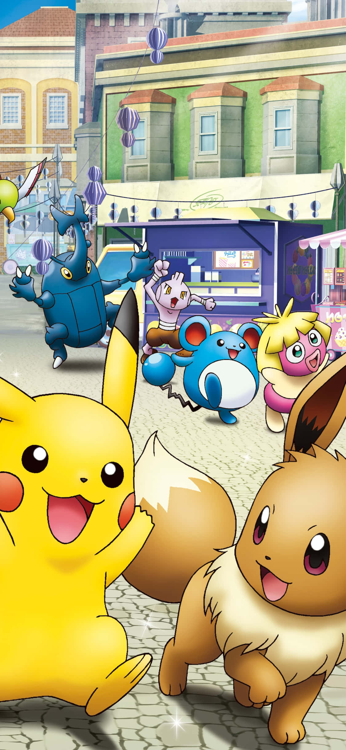 Pikachu ve Eevee'nin Sevimlilik Bağı Duvar Kağıdı