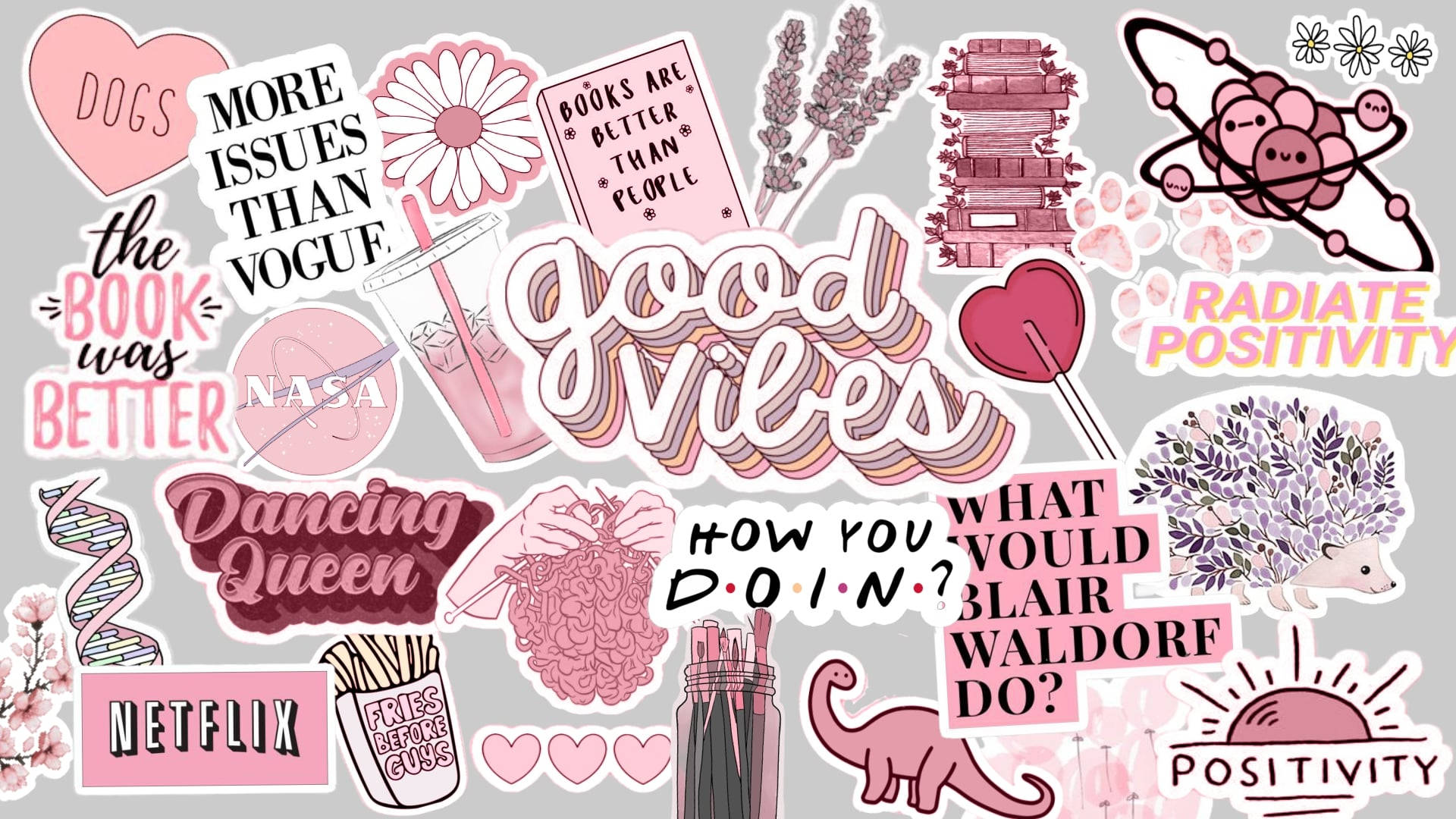 Pinterest'ten Sticker Kolajı Dizüstü Bilgisayar Duvar Kağıdı