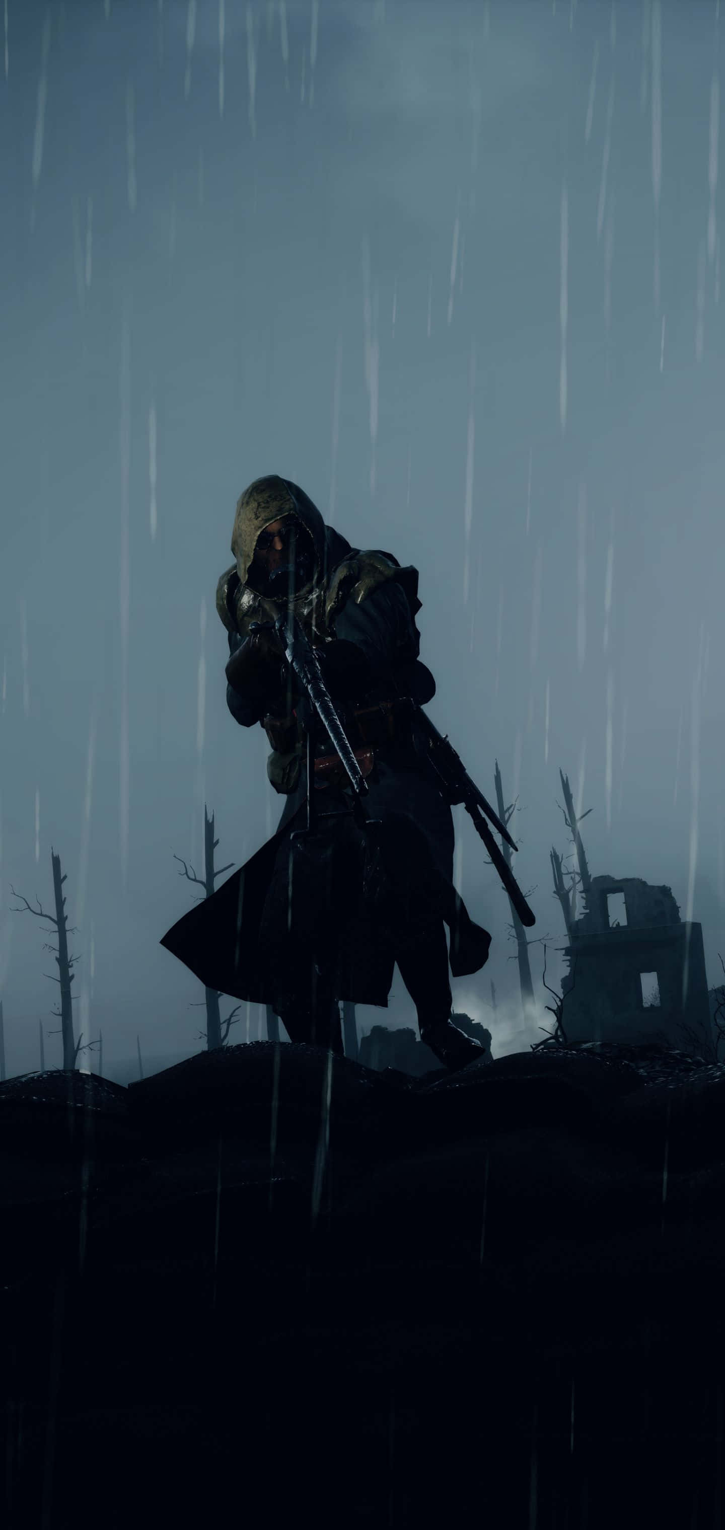 Pixel 3xl Battlefield 1 Yağmurda Kapüşonlu Asker Arkaplanı Duvar Kağıdı