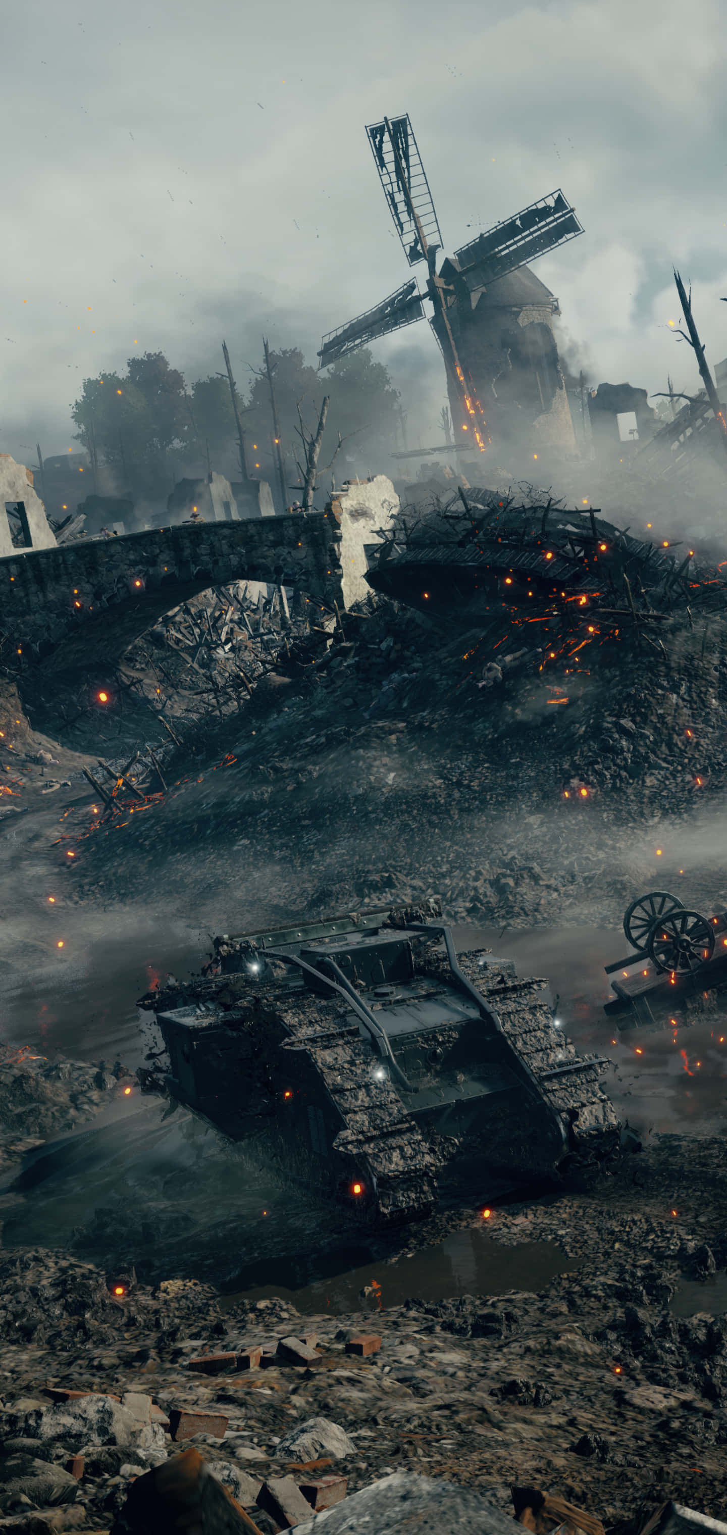 Pixel 3xl Battlefield 1 Dumanlı Ortamda Tank Arkaplanı Duvar Kağıdı