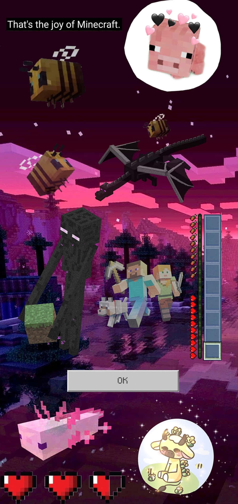 Pixel 3xl Minecraft Arka Planı Pembe Siyah Duvar Kağıdı