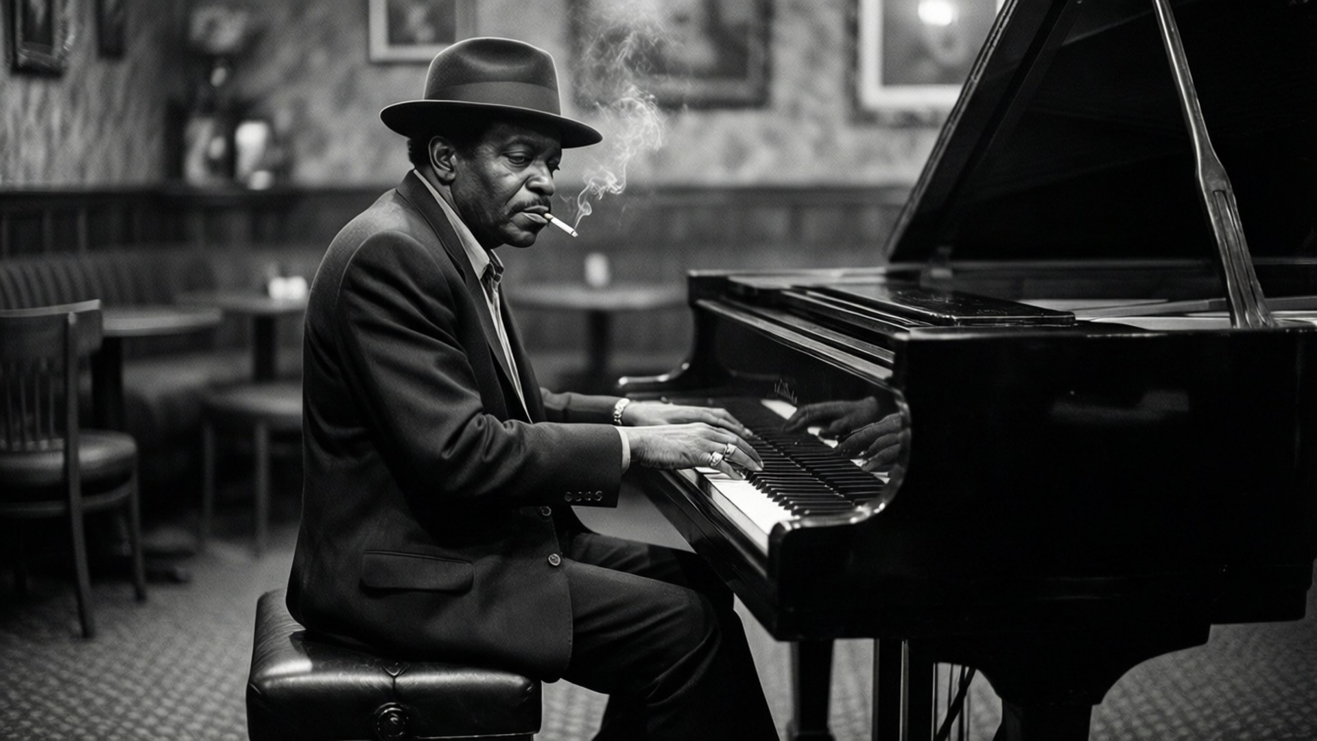 Piyano Lounge Noir Duvar Kağıdı