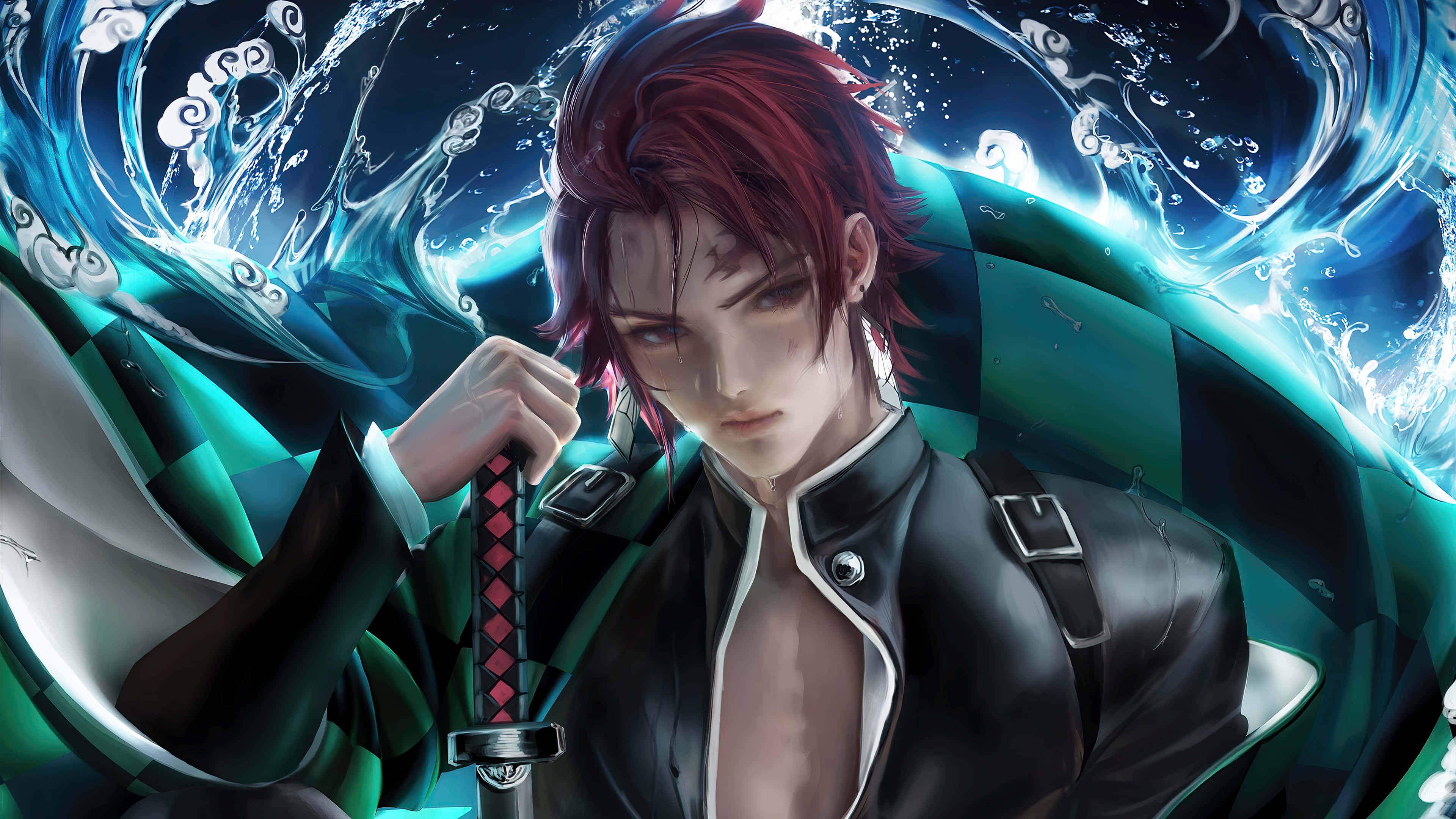Popüler anime serisi Demon Slayer'dan kahramanca bir kare Duvar Kağıdı
