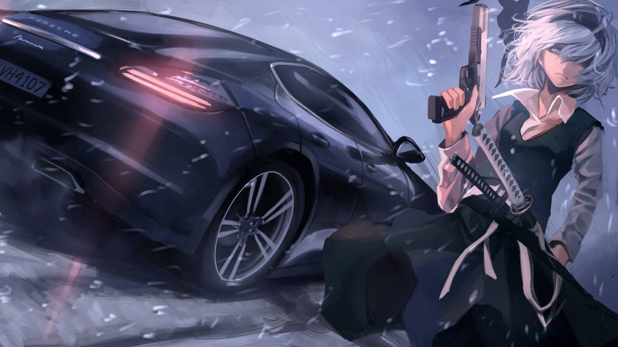 Porsche Panamera Anime Araba Duvar Kağıdı