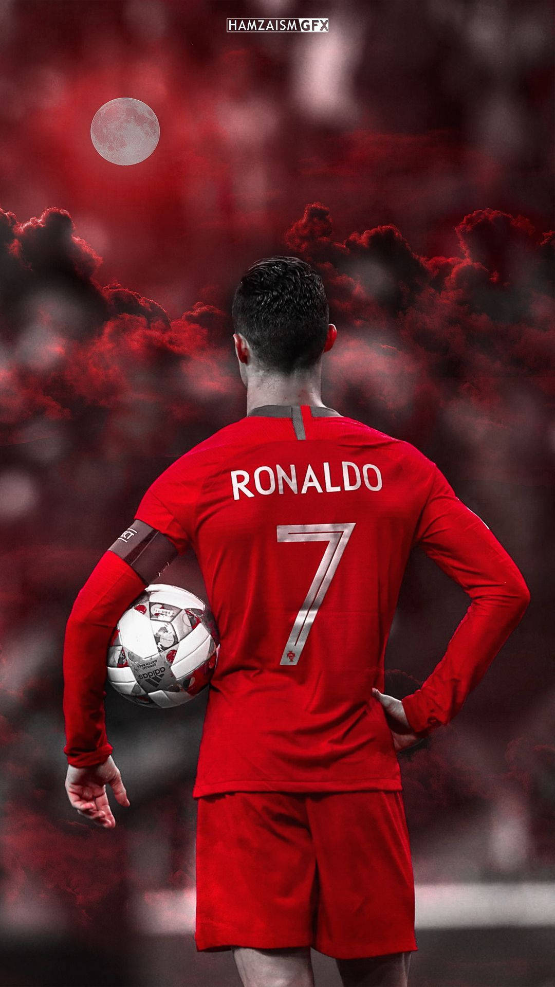Portekizli Cristiano Ronaldo Soğuk Kırmızı Estetik Duvar Kağıdı