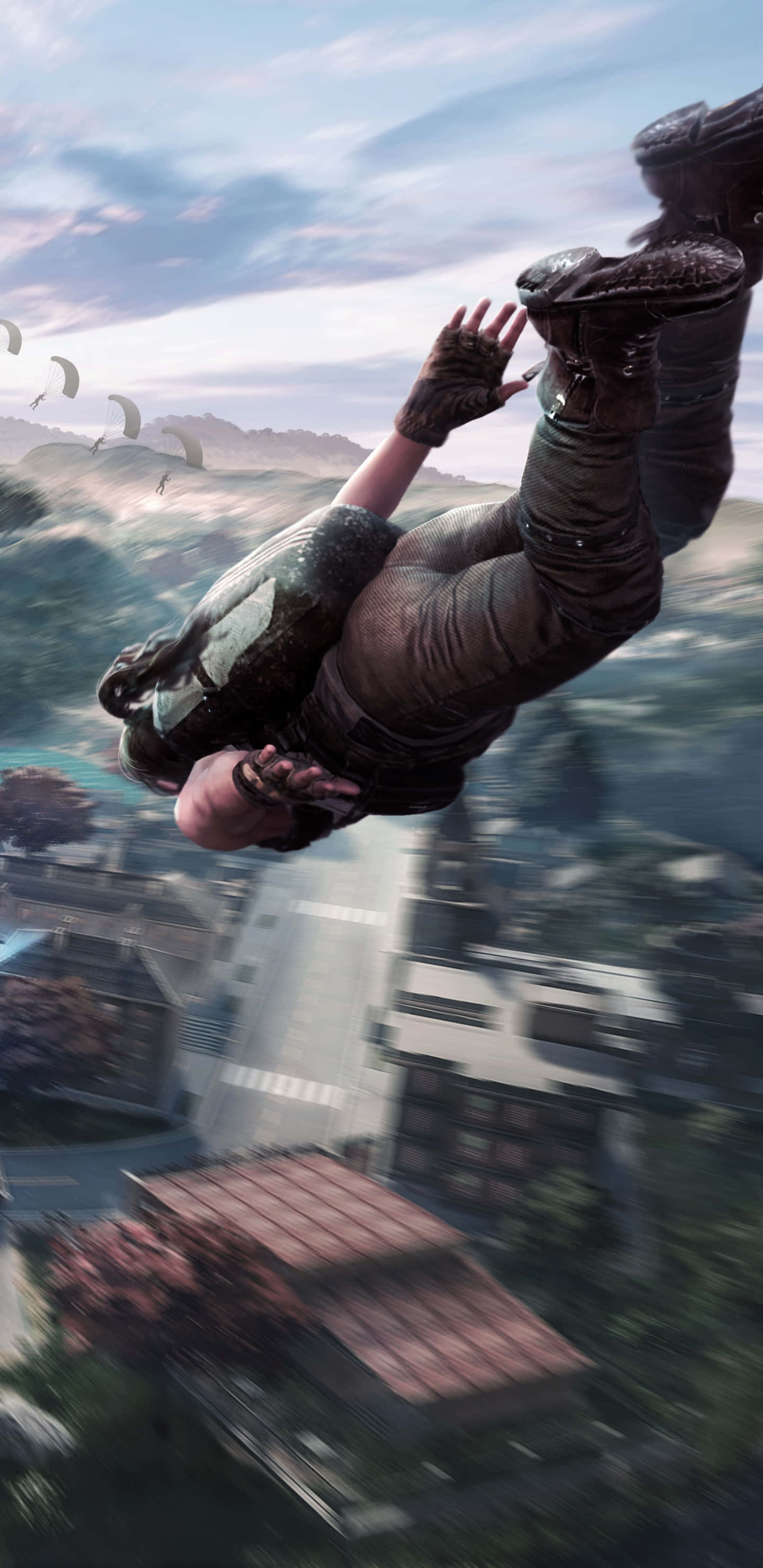 Portrait Sky Diving Pixel 3 Playerunknown's Battlegrounds Arka Plan Duvar Kağıdı