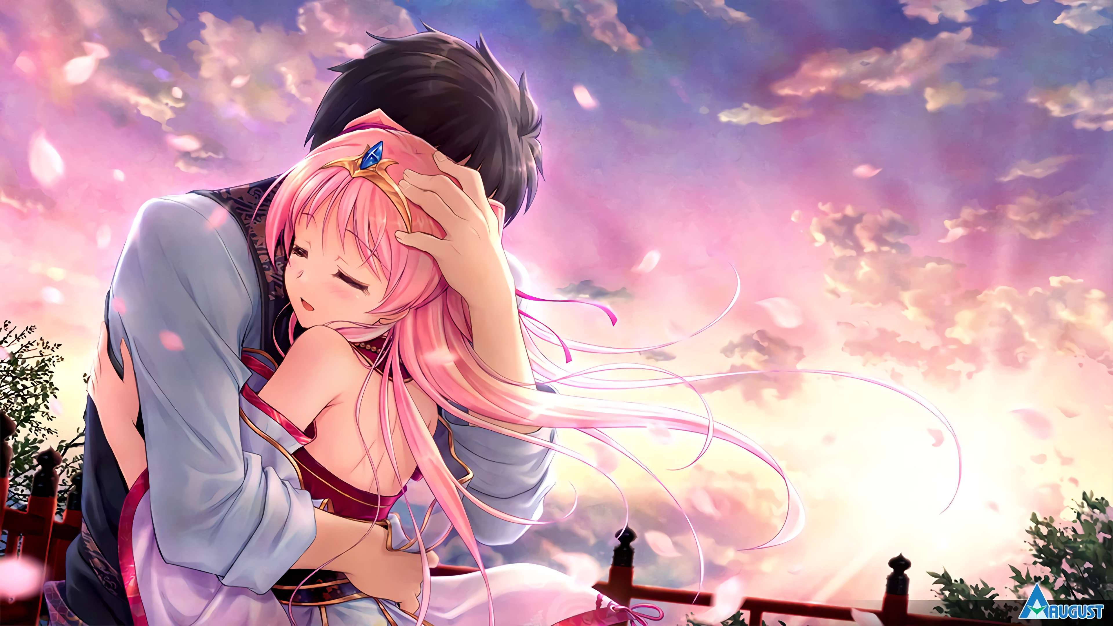 Prens ve Prenses Anime Kucaklaşması Duvar Kağıdı