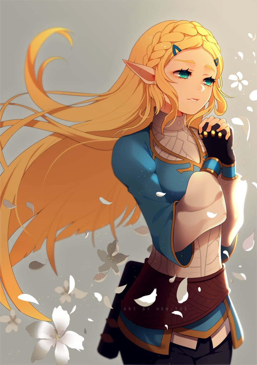 Prenses Zelda Botw Hayran Çizimi Çiçekler Duvar Kağıdı