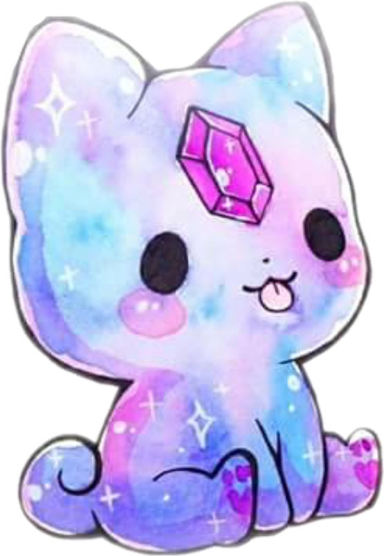 Pırıltılı Mücevher Kawaii Kedi.PNG Duvar Kağıdı