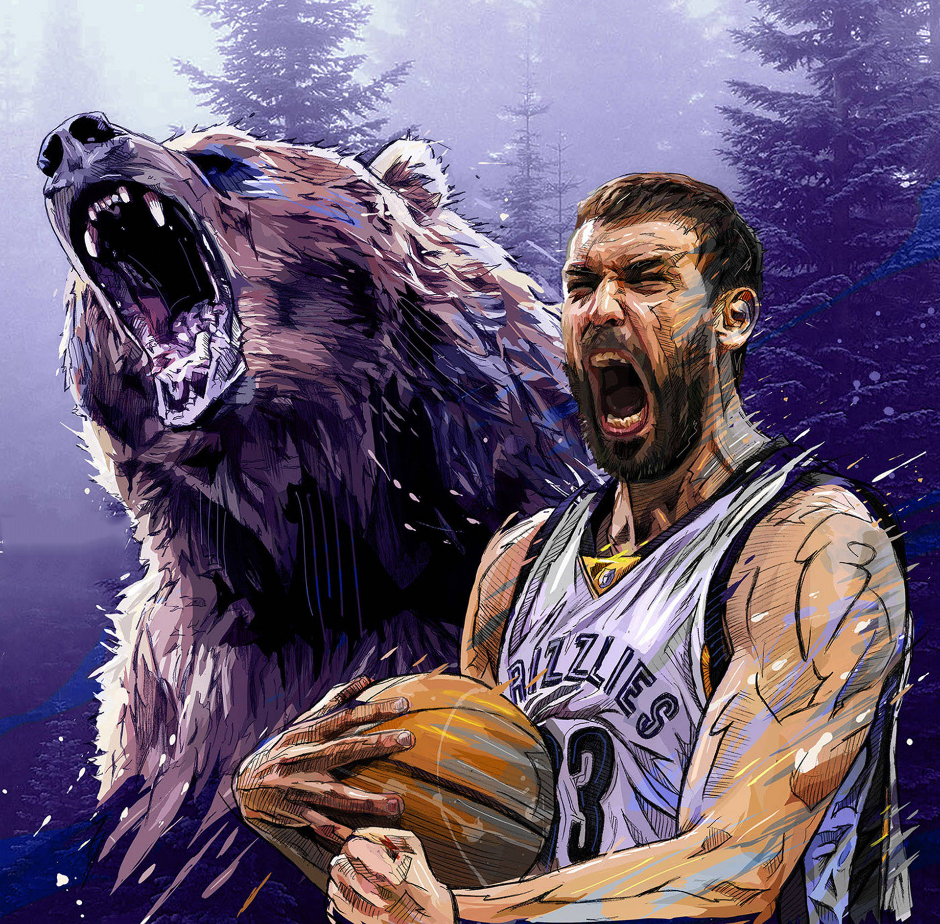 Profesyonel Basketbolcu Marc Gasol Aksiyonda Duvar Kağıdı
