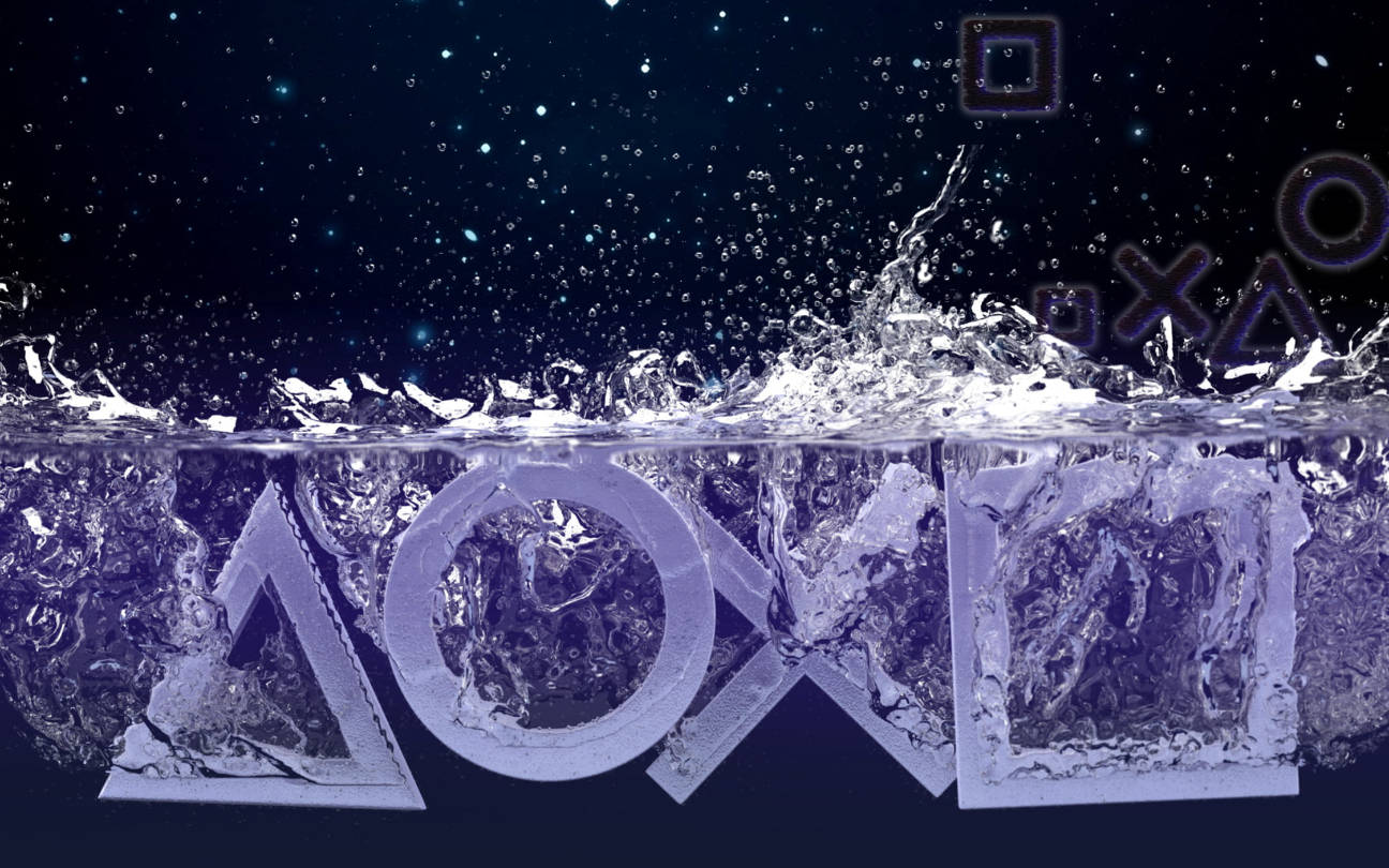 PS4 Logosu Mor Su Sanatı Duvar Kağıdı
