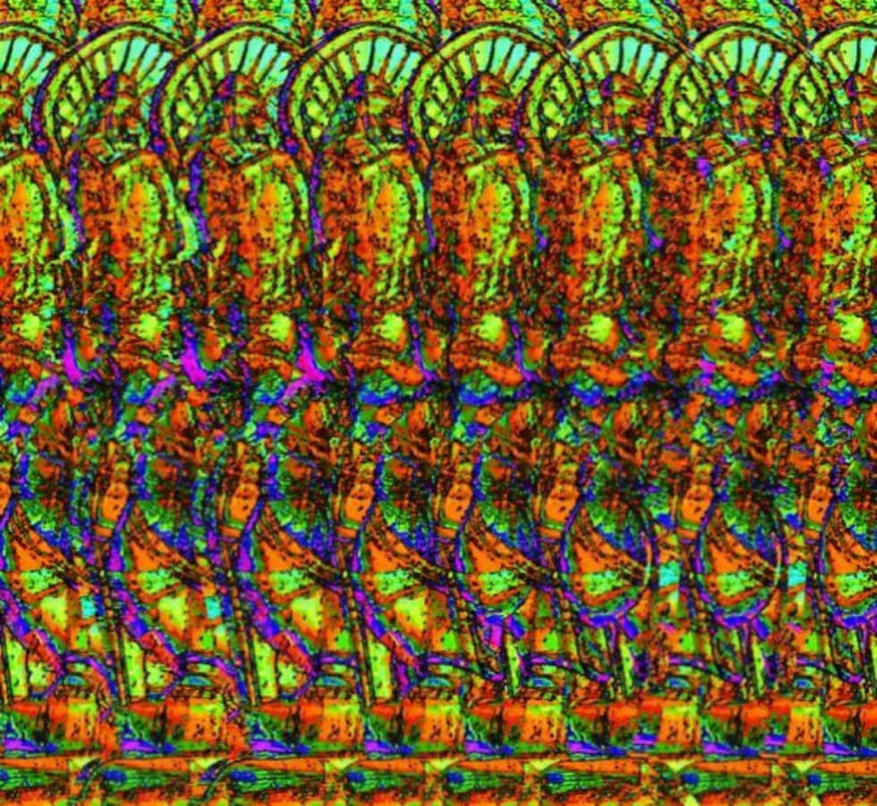 Psikedelik Tablo Magic Eye 3D Stereogram Görseli Duvar Kağıdı