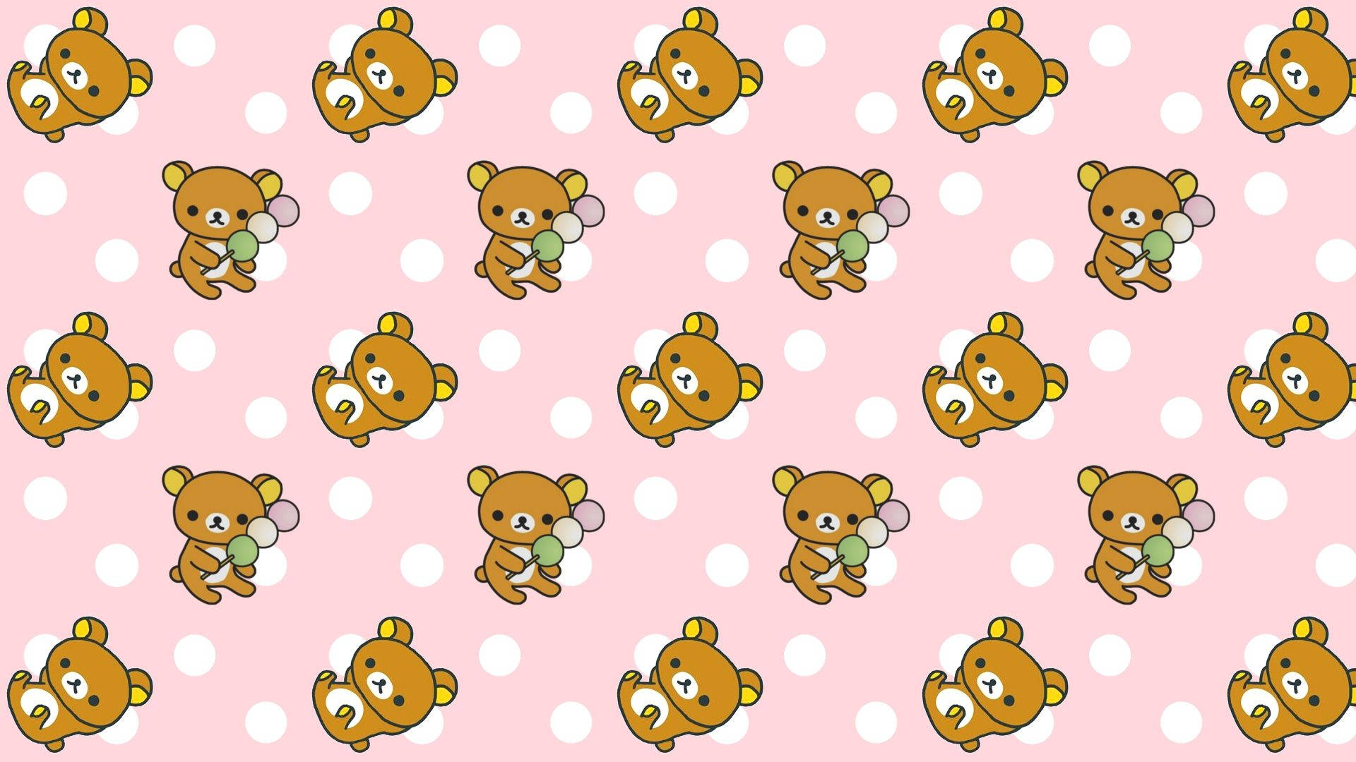 Puantiye Desenli Rilakkuma Kawaii iPad Duvar Kağıdı