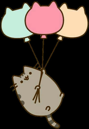 Pusheen Balon Uçuşu Duvar Kağıdı