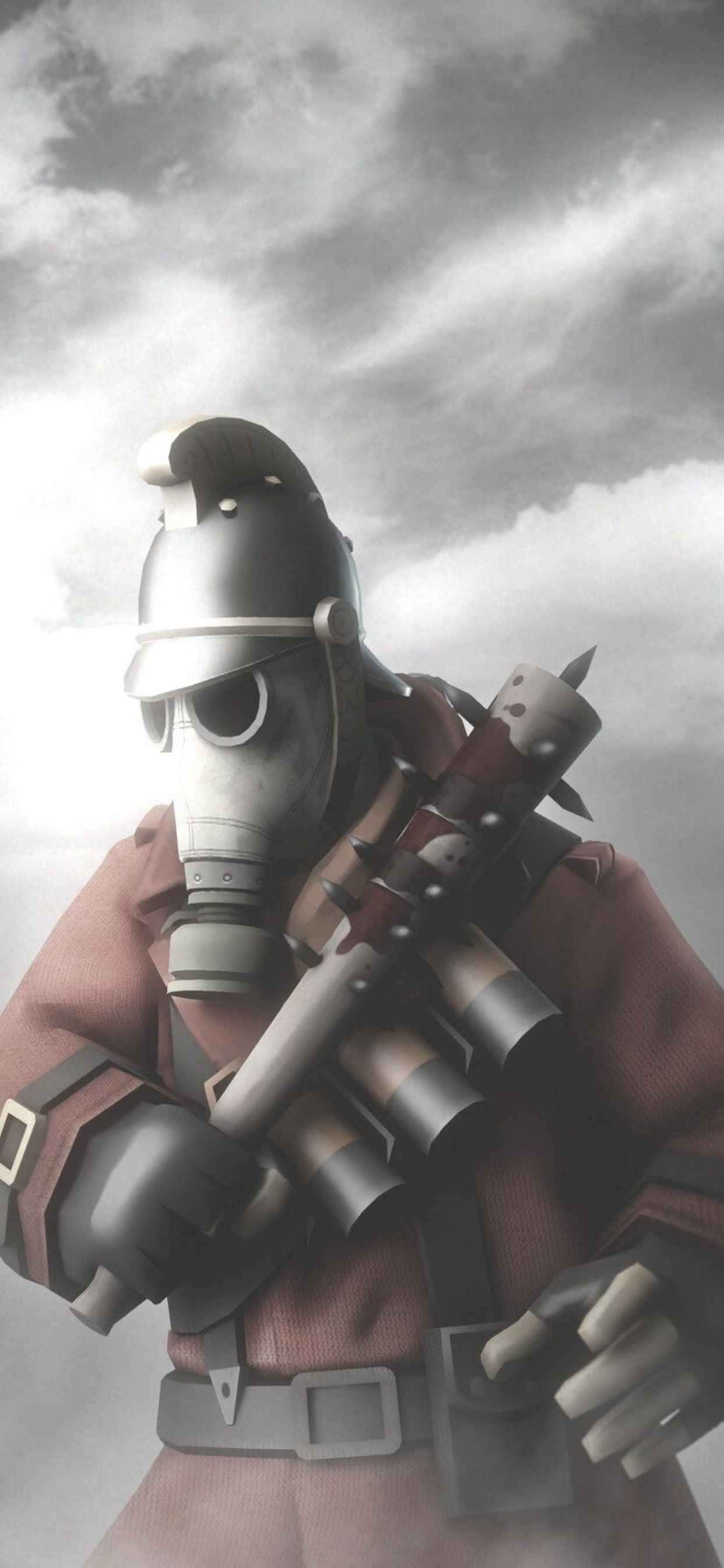 Pyro Gri Tonlamalı iPhone Xs Max Team Fortress 2 Arka Planı Duvar Kağıdı