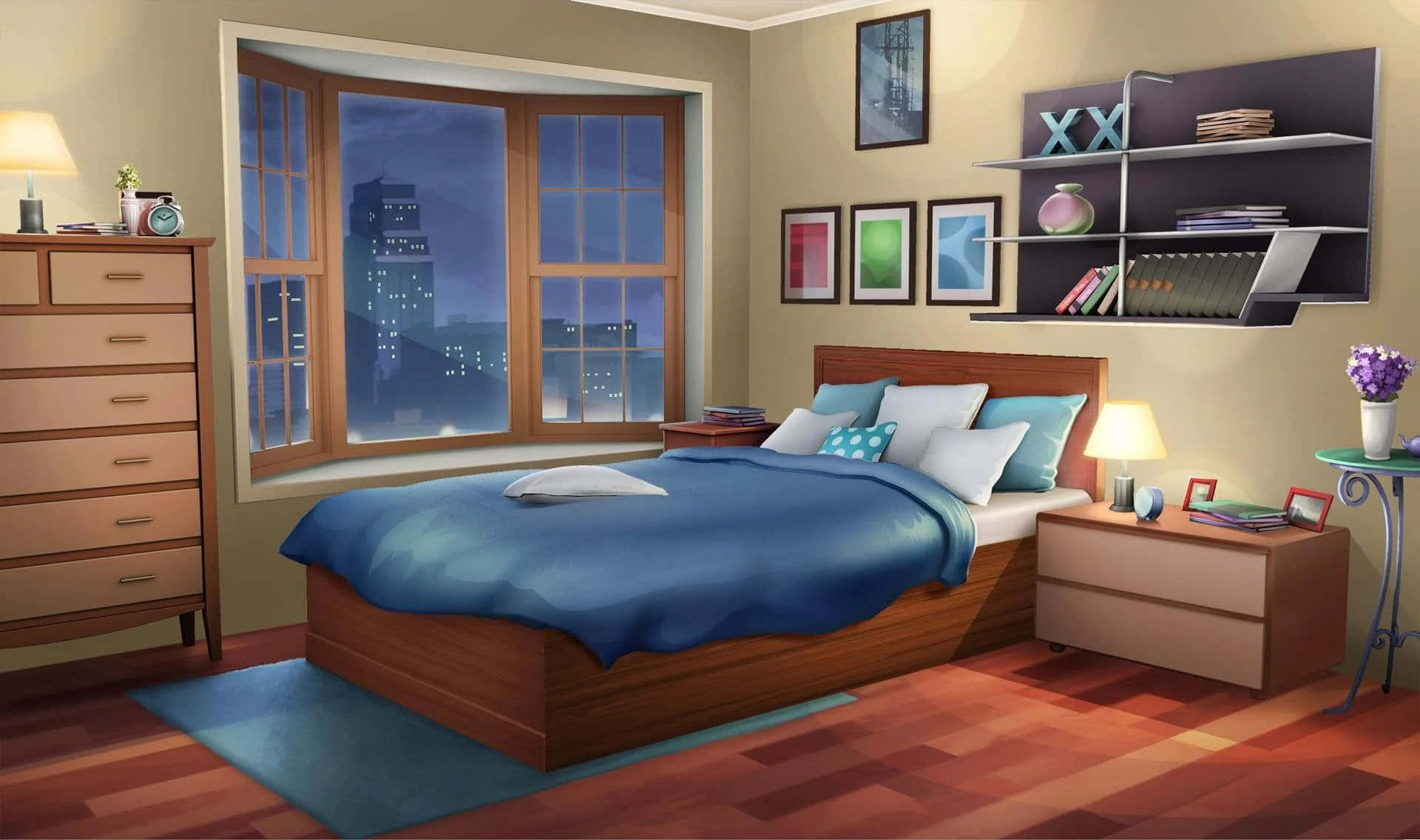 Rahat ve canlı bir Anime Odası Duvar Kağıdı