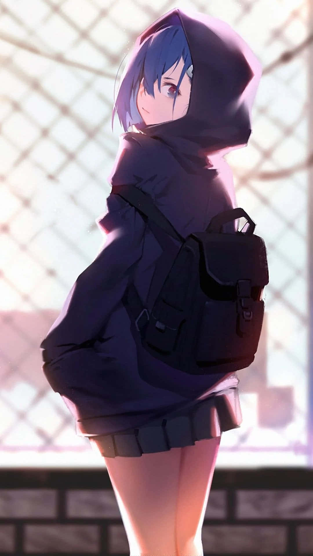 Rahat ve Havalı: Kapüşonlu Anime Kızı Duvar Kağıdı