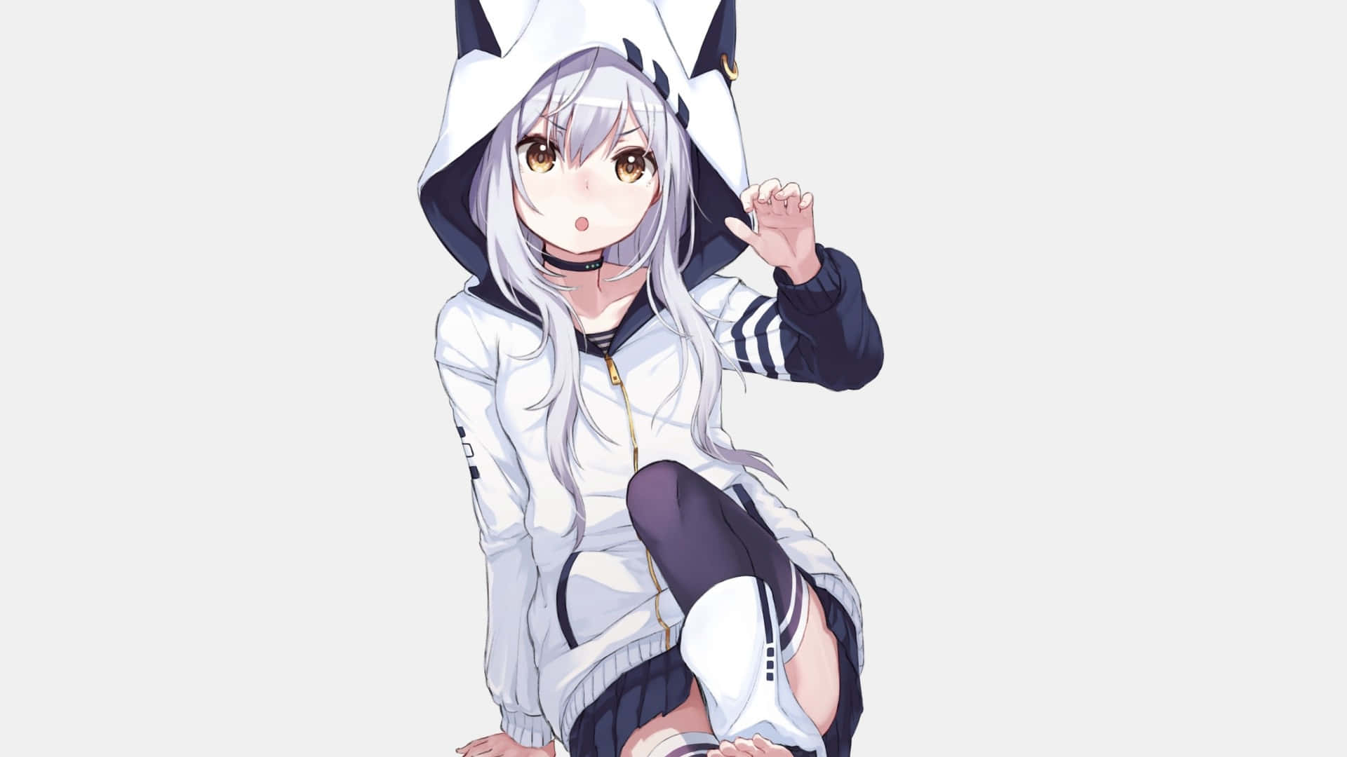 Rahat ve şık kalın bu klasik Anime Kızı Kapüşonlu Sweatshirt ile Duvar Kağıdı