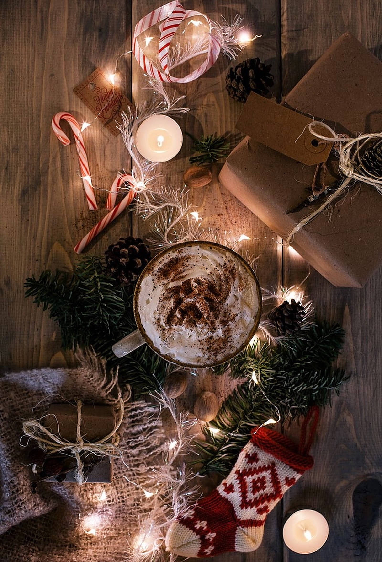 Rahatlatan Noel Estetik Işıkları Duvar Kağıdı