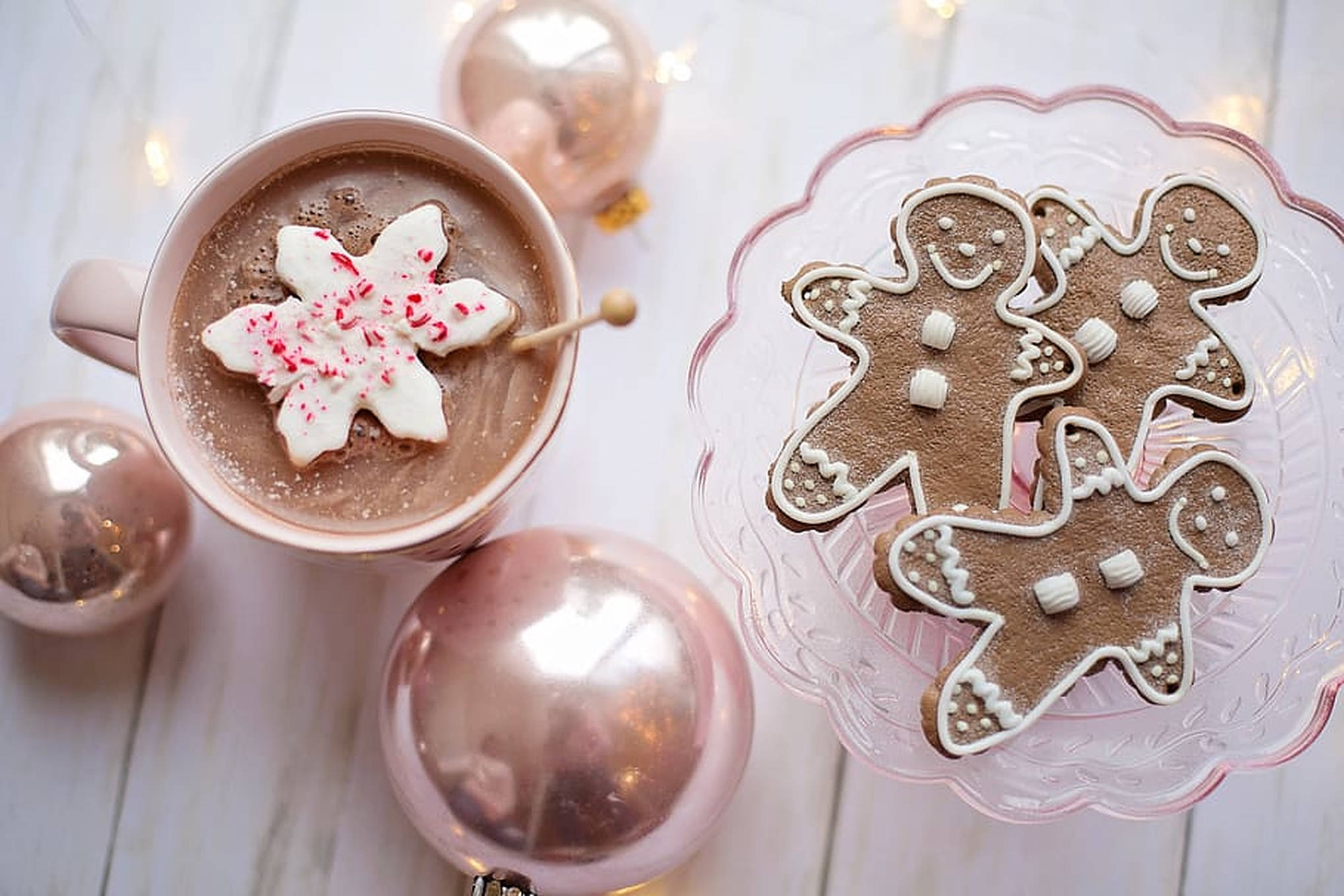 Rahatlatici Noel Estetigi Pembe Duvar Kağıdı