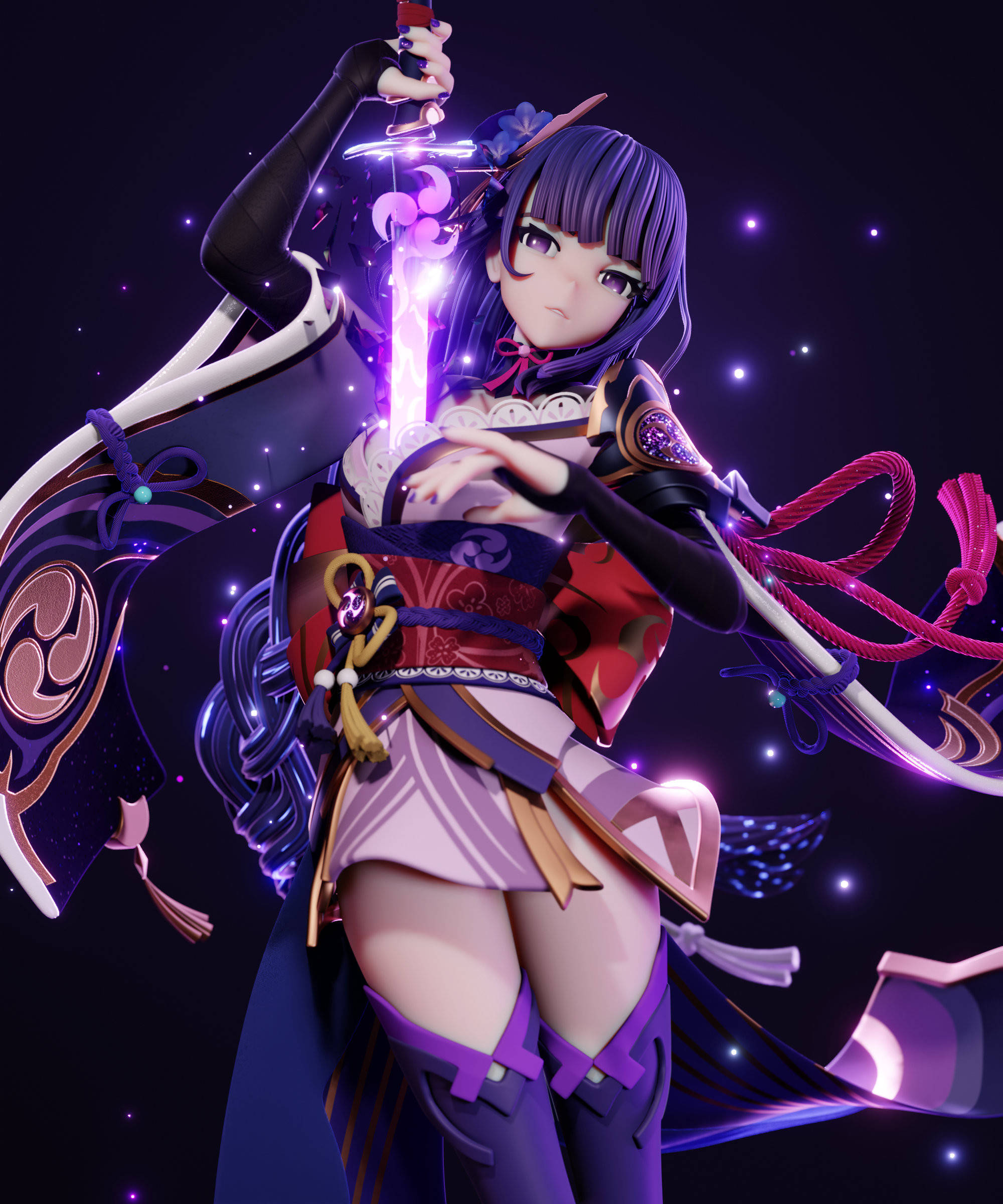 Raiden Shogun 3D Animasyon Duvar Kağıdı