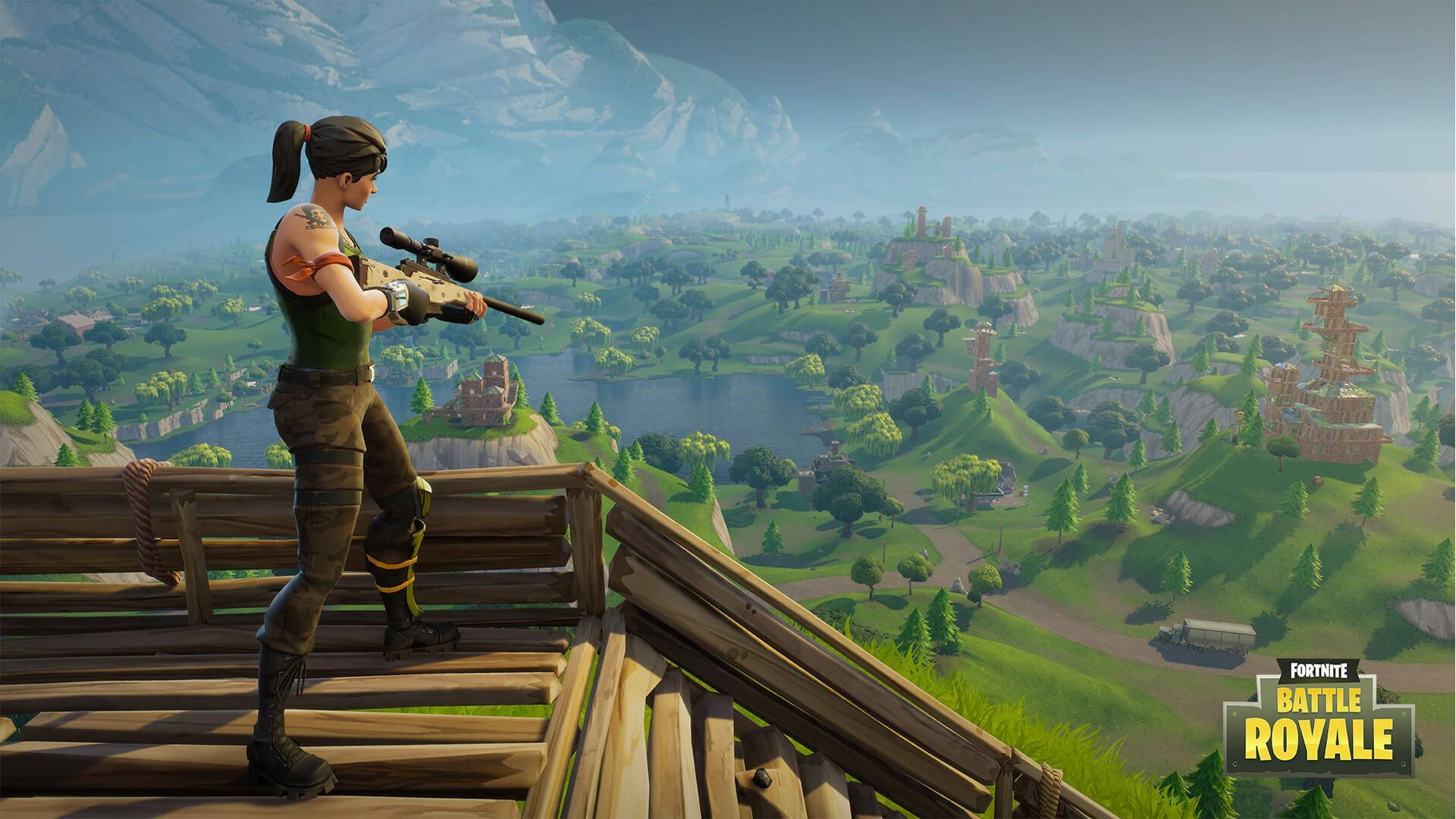 Rakiplerinizi hassas Fortnite nişancılık teknikleriyle alt edin. Duvar Kağıdı