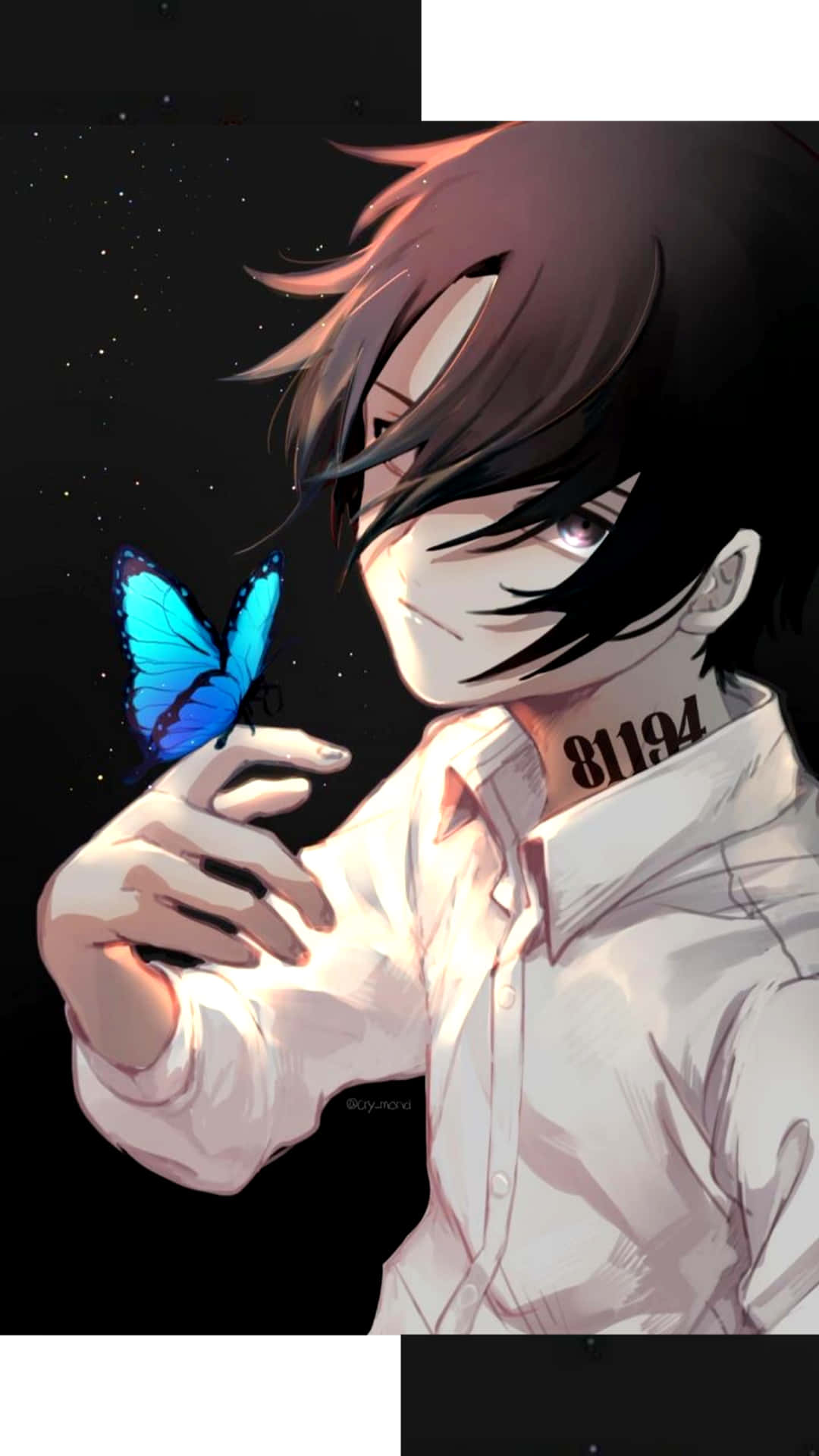 Ray, The Promised Neverland, Mavi Kelebekle Duvar Kağıdı