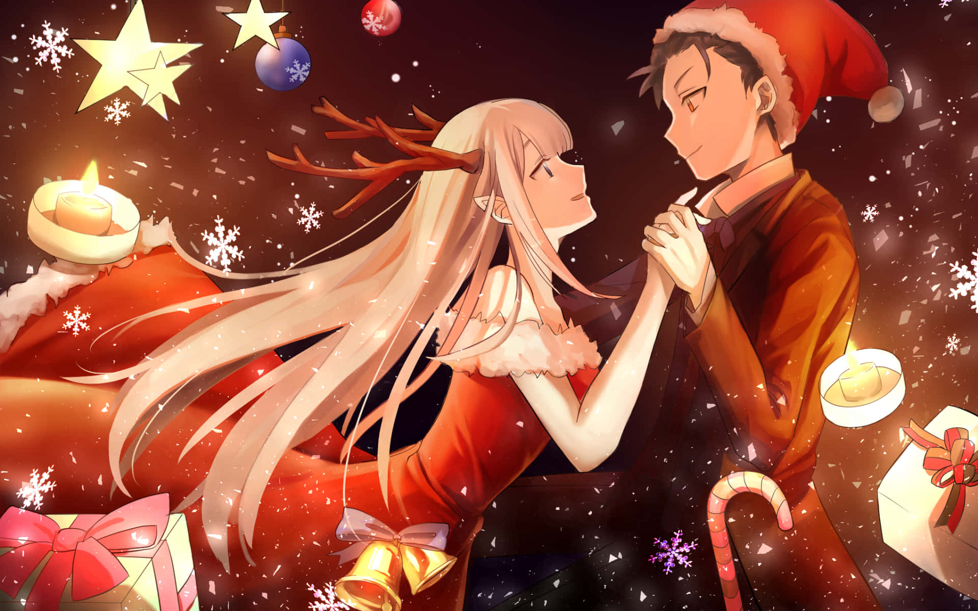 Re: Zero Anime Noel Çift Görseli Duvar Kağıdı