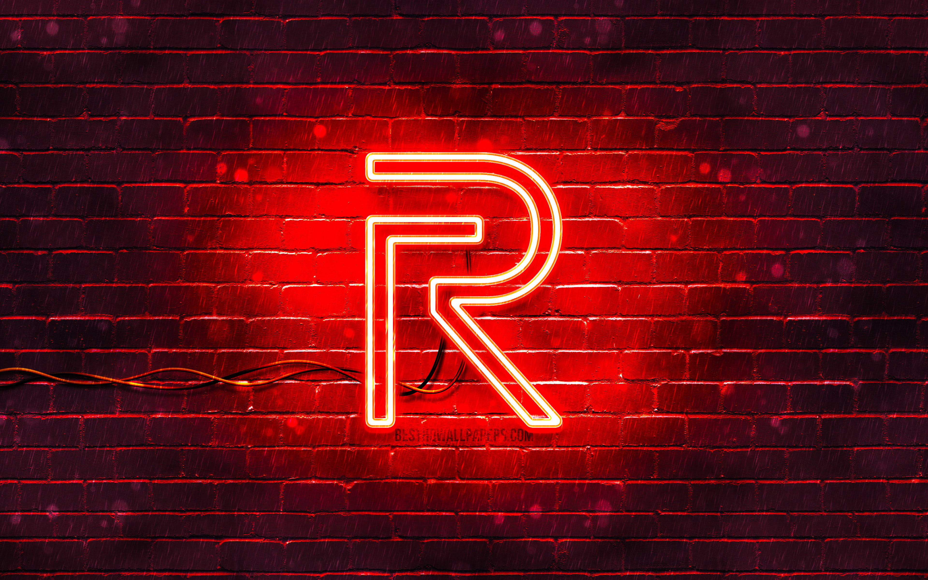 Realme Logosu Neon İşaret Kırmızı Duvar Kağıdı