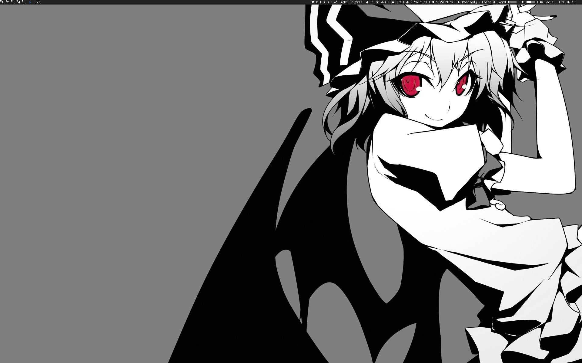 Remilia Scarlet Siyah Beyaz Anime Duvar Kağıdı