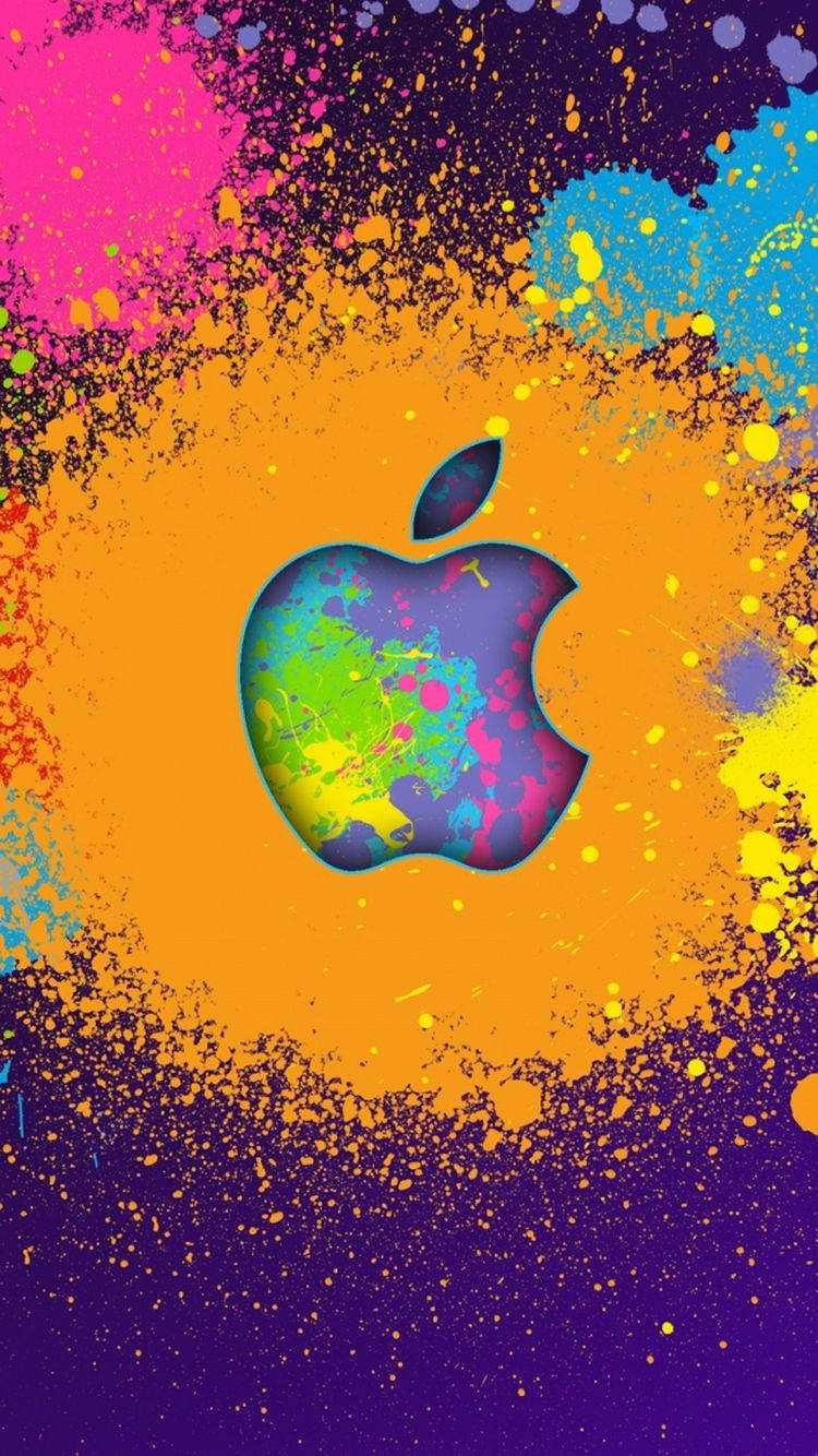 Renk Patlaması Sanatı Apple Logosu iPhone Duvar Kağıdı