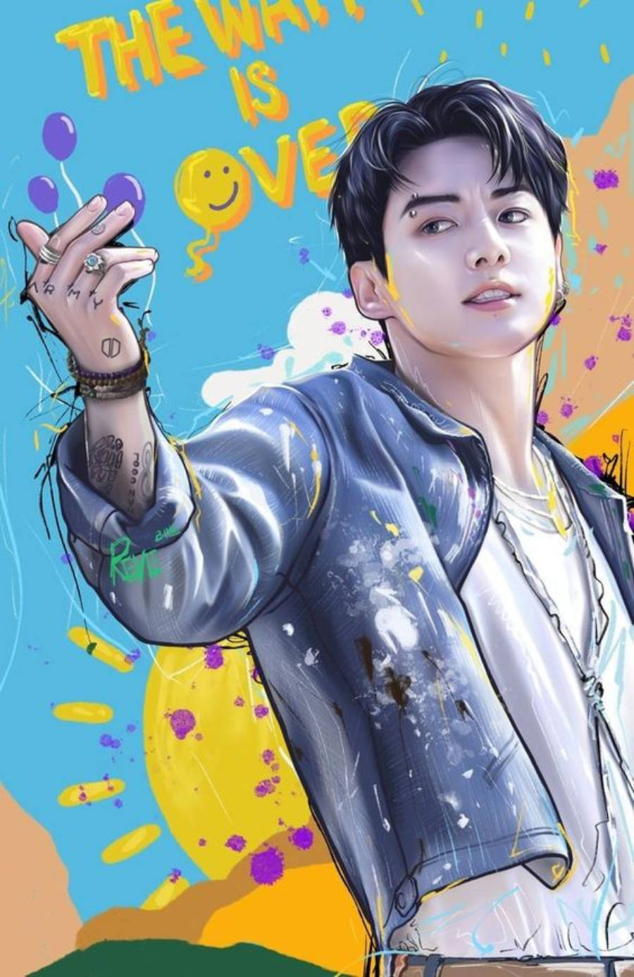 Renkli Anime Jungkook Telefon Duvar Kağıdı