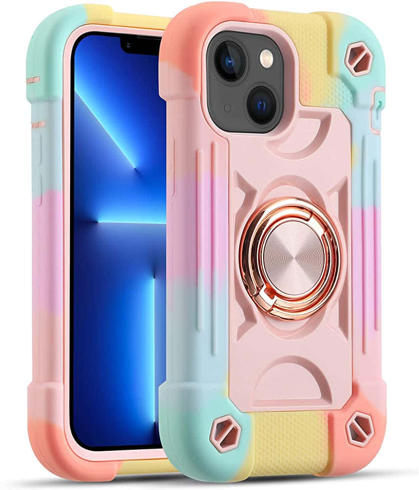 renkli bir iPhone 11 kılıfı ve üzerinde bir yüzük Duvar Kağıdı