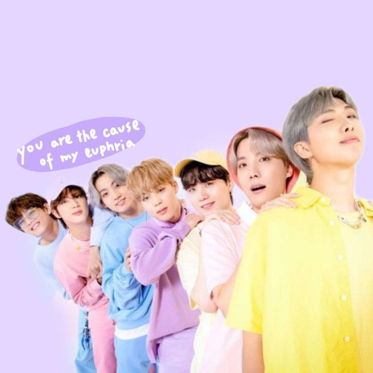 Renkli Bts Sevimli Estetik — Bts grup fotoğrafı GIF Duvar Kağıdı