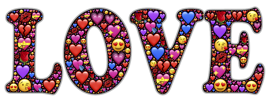 Renkli Emojiler Aşk Yazısı Duvar Kağıdı