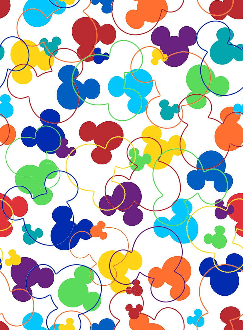 Renkli Mickey Mouse Kafalarıyla Disney Deseni Duvar Kağıdı