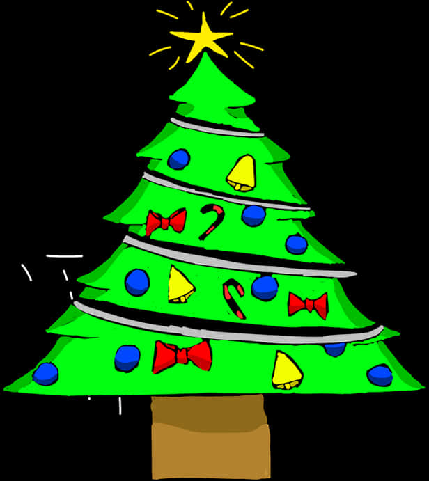 Renkli Noel Ağacı Karikatürü Duvar Kağıdı