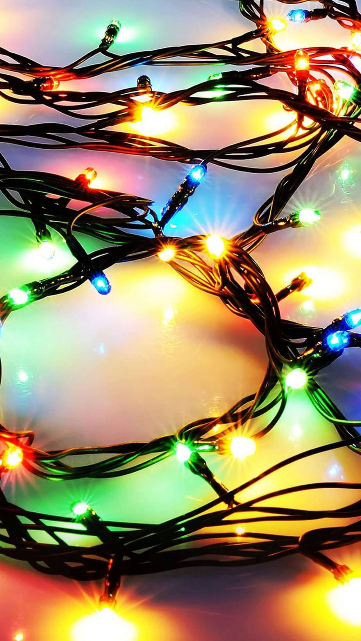 Renkli Noel Işıkları iPhone Duvar Kağıdı