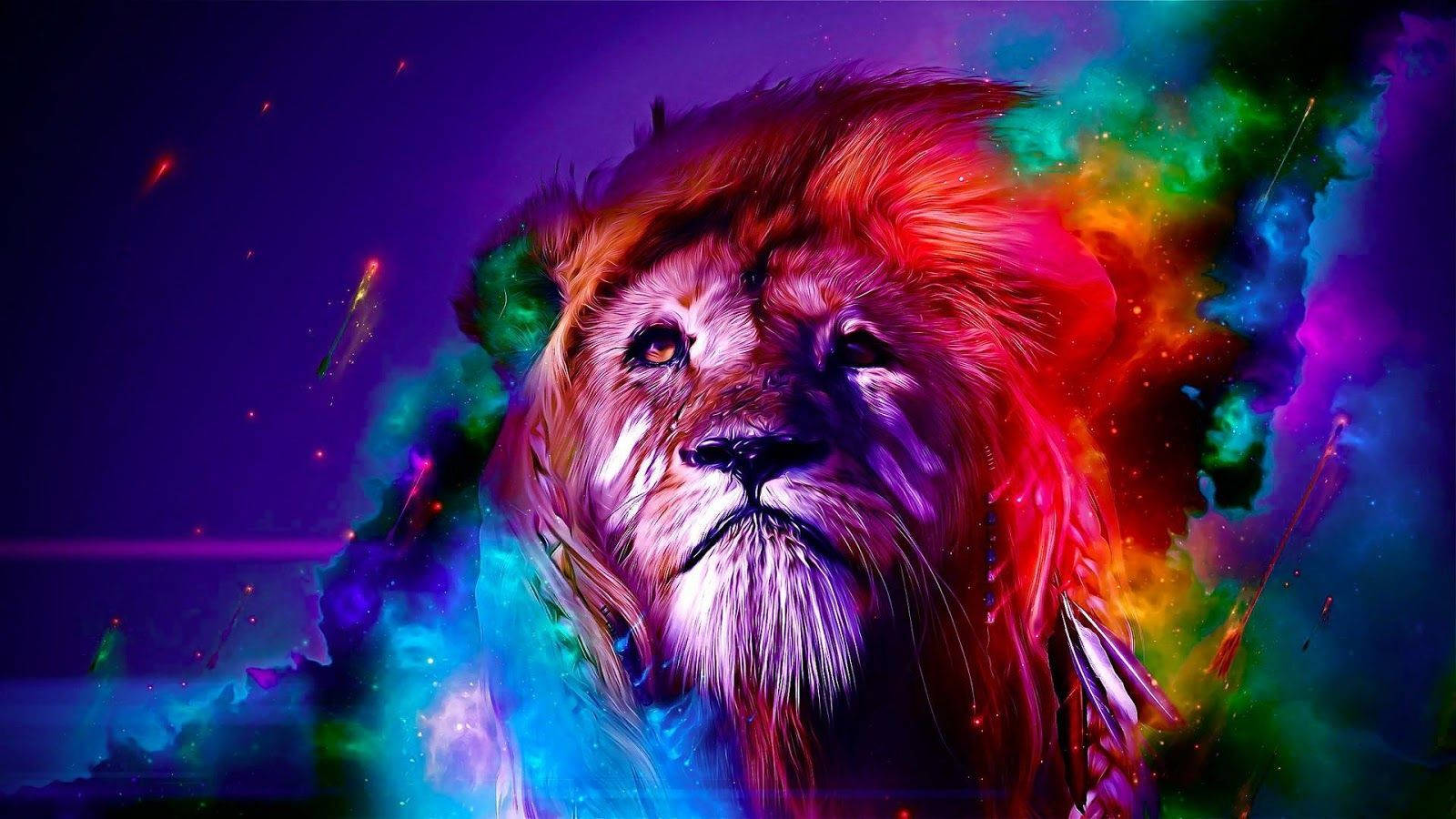 Renkli Sanat Aslan Galaksisi Duvar Kağıdı