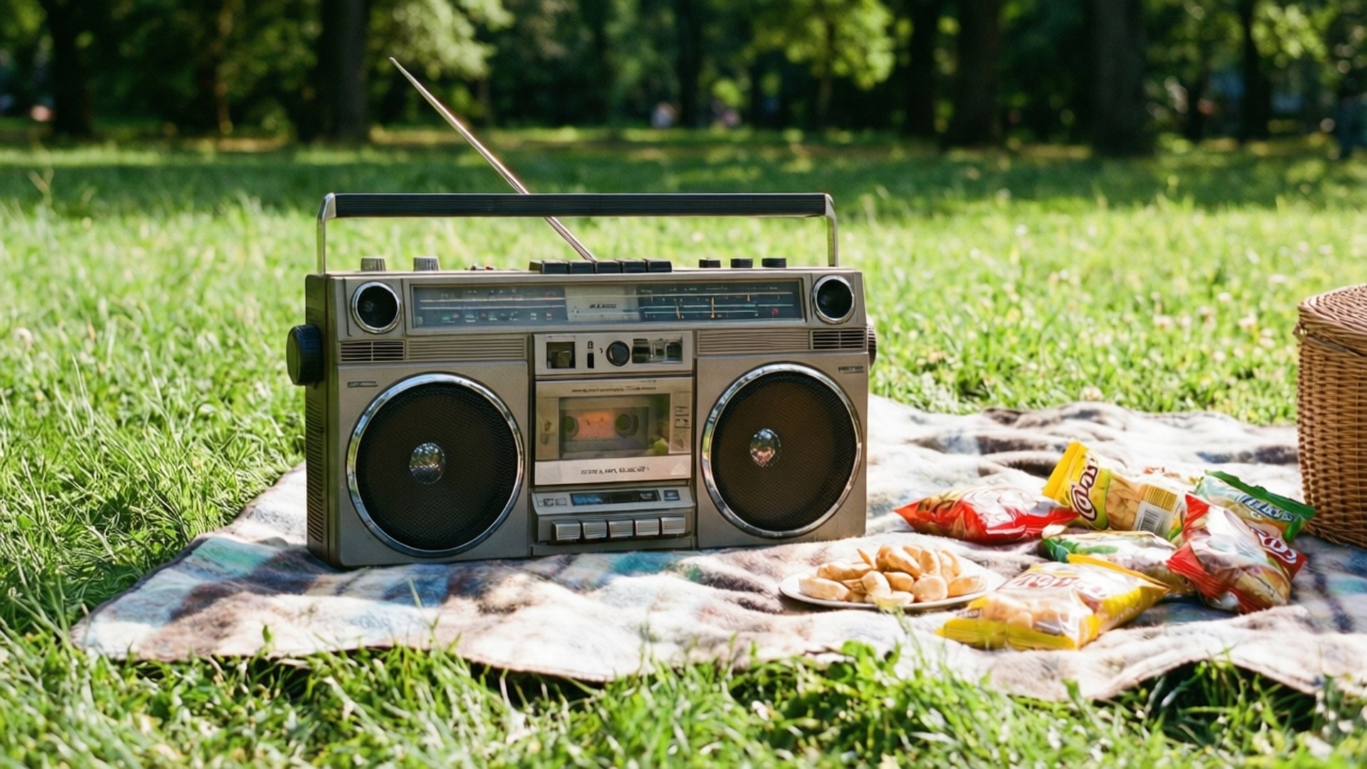 Retro Boombox Piknik Duvar Kağıdı