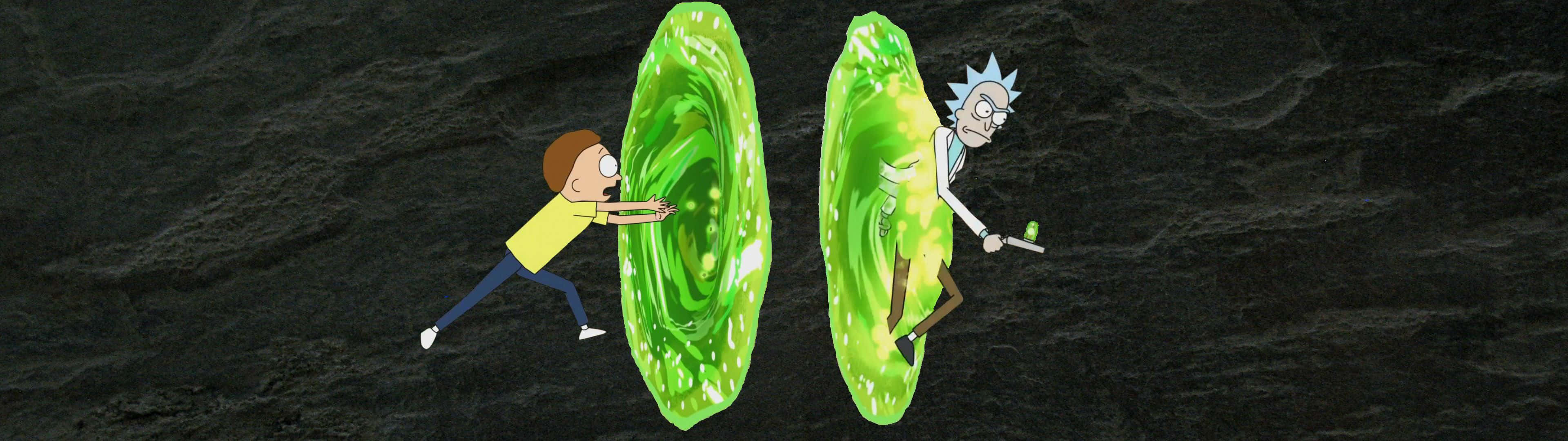 Rick ve Morty Havalı Çift Monitör Duvar Kağıdı