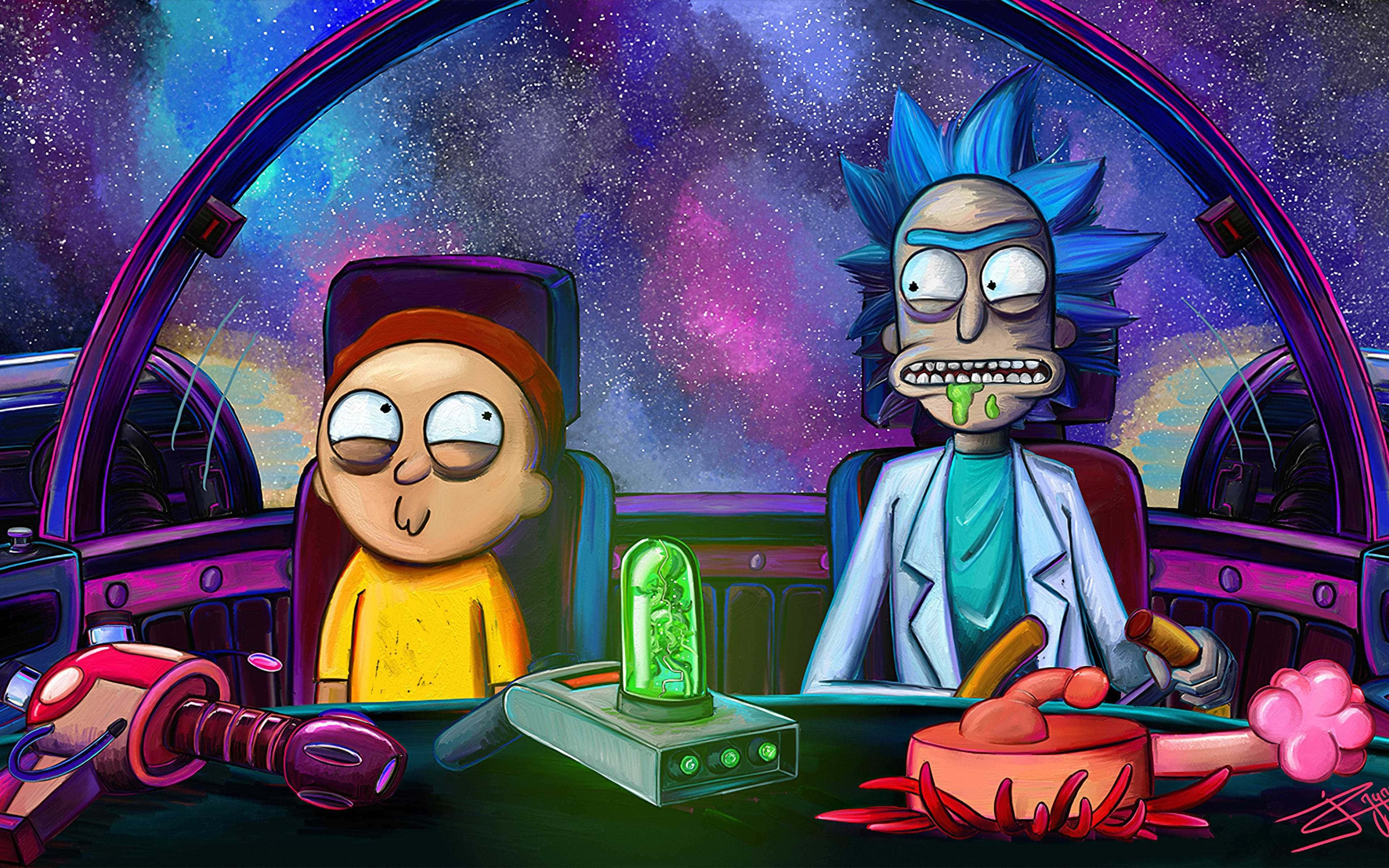 Rick ve Morty Uzayda 4K Duvar Kağıdı