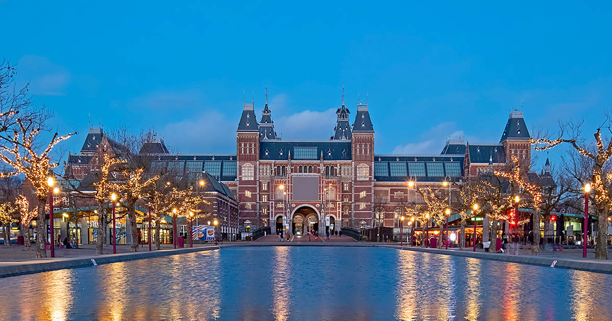 Rijksmuseum Gece Noel Işıklarıyla Duvar Kağıdı