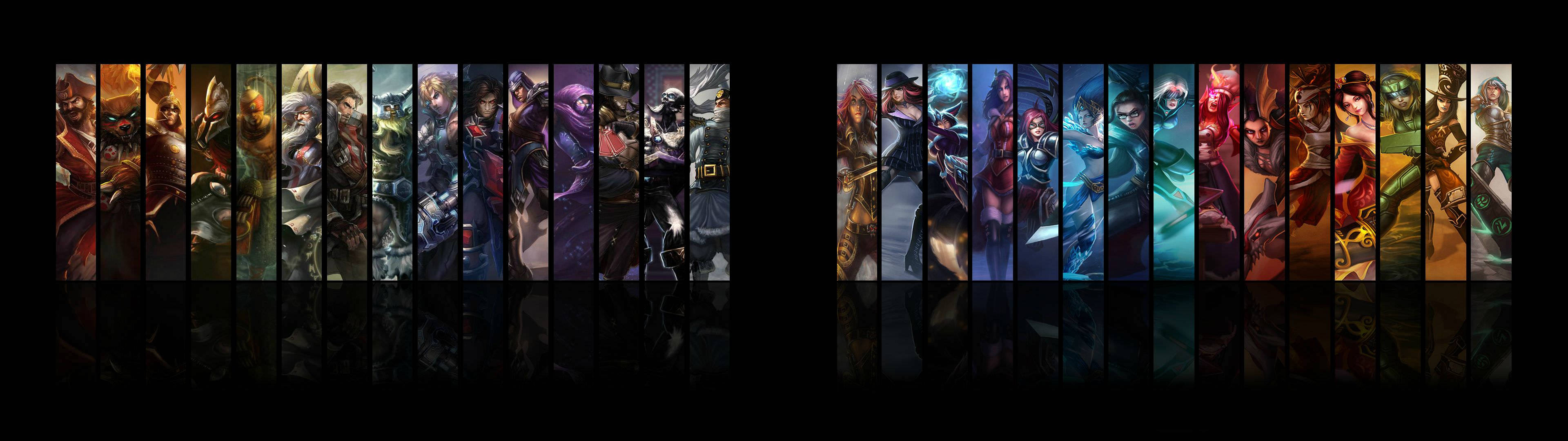 Riot Tasarımı Karakterlerin Keyfini Çift Monitörde Çıkarın Duvar Kağıdı