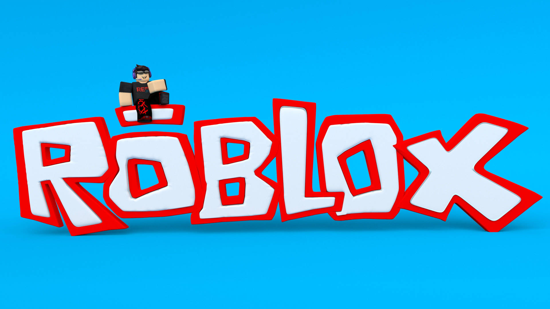 Mavi arka planda Roblox oyun kapağının serin 3D duvar kağıdı