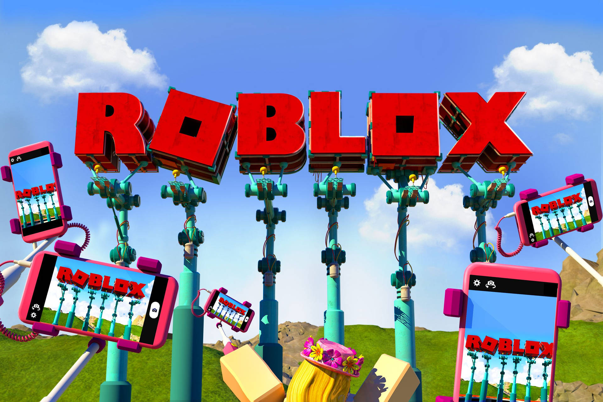 Roblox video oyunu kapağının yaratıcı ve muhteşem duvar kağıdı tasarımı.