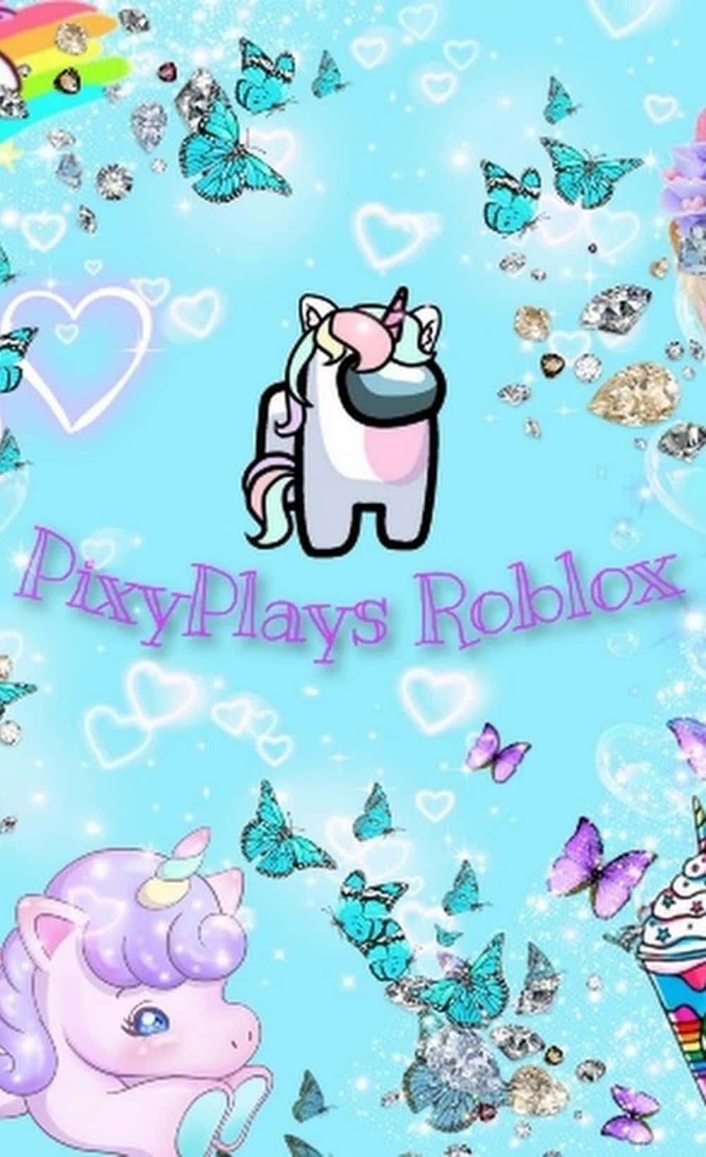 Roblox iPhone Unicorn Pastel Kelebekler Duvar Kağıdı