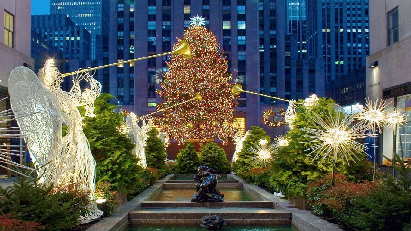 Rockefeller Center Bahçesi Noel'de Duvar Kağıdı