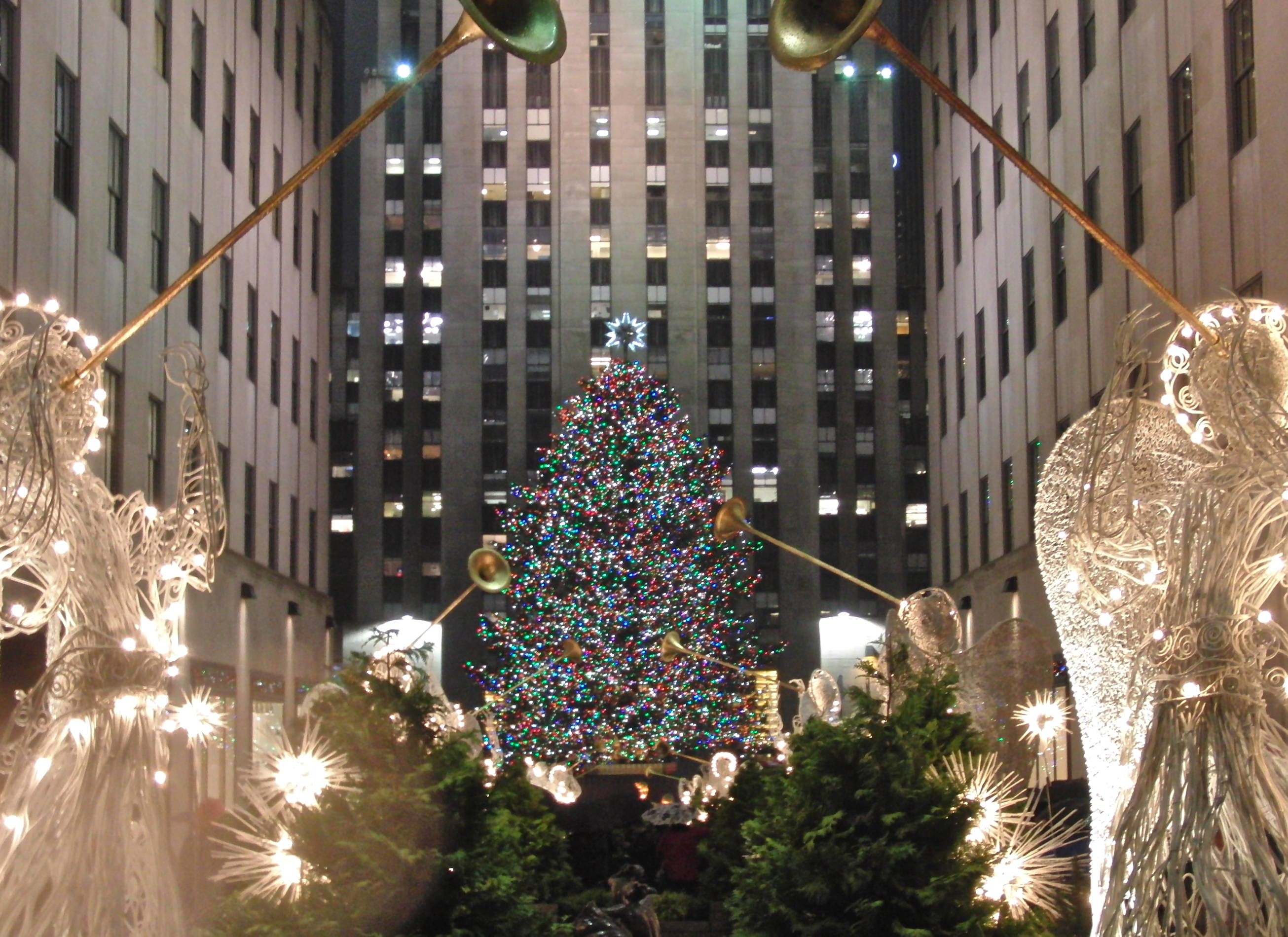 Rockefeller Center Noel Gecesi Manzarası Duvar Kağıdı
