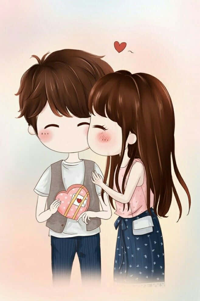 Romantik Gün Batımı - Anime Çift Kucaklaşması Duvar Kağıdı